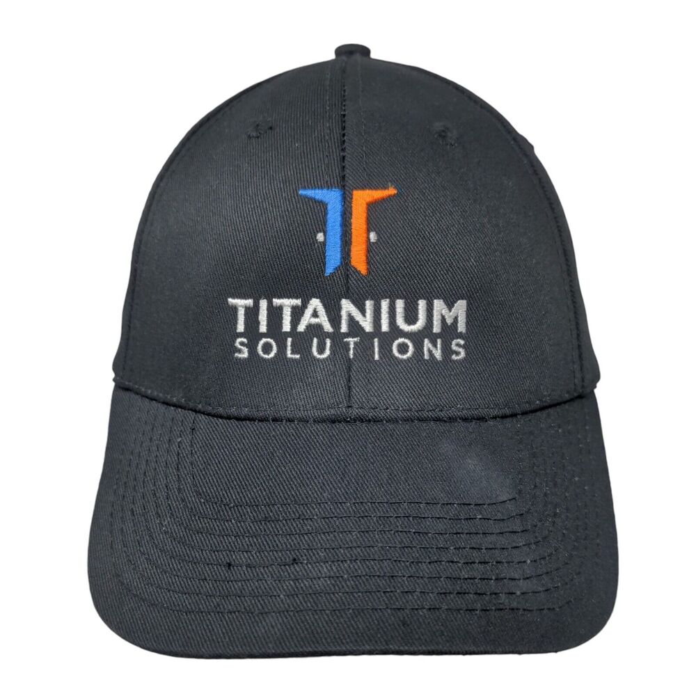 Titanium Solutions Strapback Hat Black One Size Embroidered 6 Panel